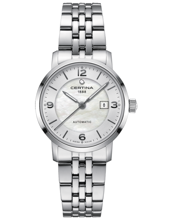 Certina Certina DS Caimano Lady C035.007.11.117.00 DS Caimano C0350071111700 механические женские часы перламутровый циферблат, браслет нержавеющая сталь — вид спереди